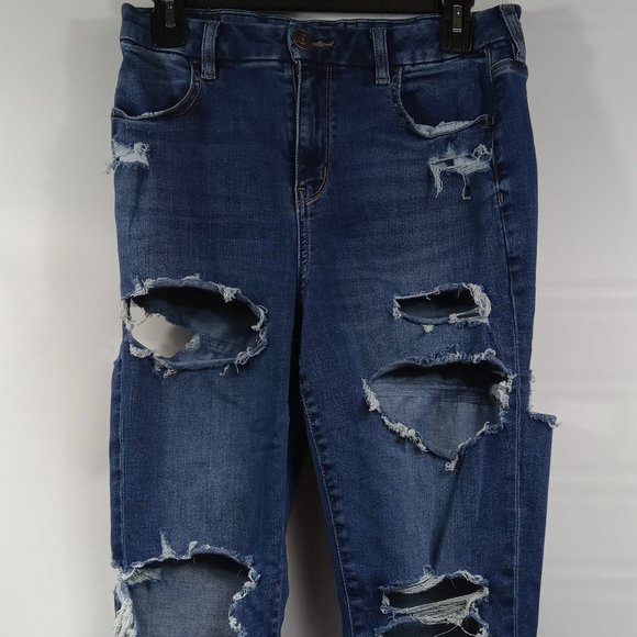 American Eagle Curvy Hi-Rise Jegging Torn Look Size 10 Petite - Picture 3 of 9